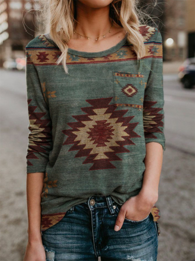 Western ethnic print T-shirt