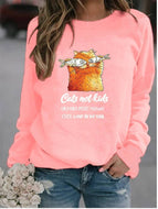 Cat Print Hooded Sweatshirt