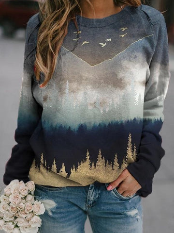 New Autumn/Winter Long-sleeved Casual Loose Printed T-shirt