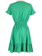 Green V Neck Low Cut Sexy Bow Short Sleeved Waist Length Dress