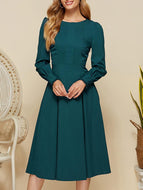 Solid Color Lantern Sleeve Dress