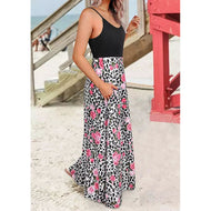 Summer New Leopard Print Women's V-Neck A-Line Skirt