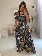 Fashion Digital Printing Floral Fashion Style Large Swing Dress Women Loose Maxi Dresses