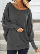 Autumn/Winter Women's Plus Size Loose Round Neck Tops