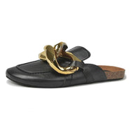 Metal Chain Toe Cap Half Slippers