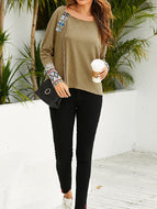 Casual Printed Round Neck Loose Long Sleeve T-shirt