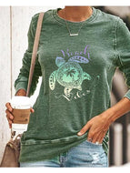 Women's Ocean Turtle Print Casual Sweatshirt