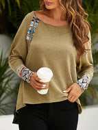 Casual Printed Round Neck Loose Long Sleeve T-shirt