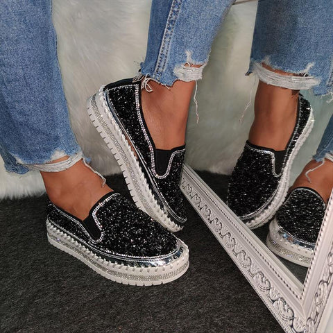 Rhinestone Leisure Loafers