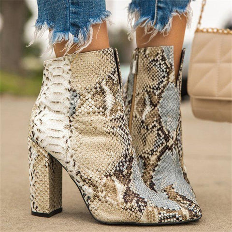 Snakeskin Print Sexy Boots