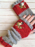 Autumn Winter Casual Basic Flora Knitted Gloves