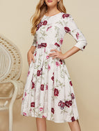 Slim 3/4 Sleeve Print Dress