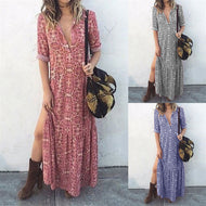 Summer New Printed Split Dress