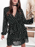 Sexy V-neck Polka Dot Dress