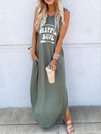 sleeveless letter casual dress