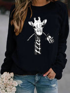 Giraffe Print Hooded Sweatshirt