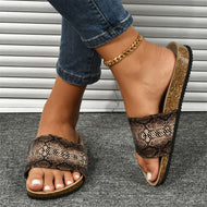 Ladies Outer Wear Snake Print Ladies Slippers Ladies Beach Shoes