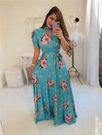 Fashion Digital Printing Floral Fashion Style Large Swing Dress Women Loose Maxi Dresses