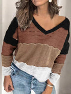 Retro Geometric Contrast Crew Neck Sweater