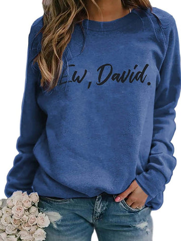 Ew David Letter Print Long Sleeve Crew Neck T-shirt