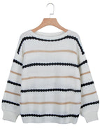 Autumn/Winter New Style Striped Stitching Long-sleeved Casual Loose Sweater