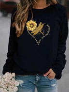 Dragonfly Print Crew Neck Long Sleeve Fleece Sweatshirt