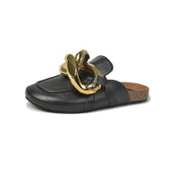 Metal Chain Toe Cap Half Slippers