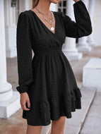 High Waist Long Sleeve Lace Dress