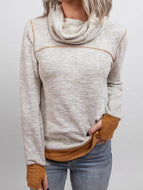 2021 Leisure Piled Collar Cotton Solid Color Pullover