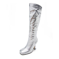 Women's Thin Over-the-Knee Boots High Heel High Quality Boots Square Toe Tall Boots for Girls