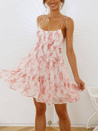 Summer Sweet Floral Bow Tie Slip Cupcake Dress