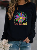 Be Kind Sunflower Print Crew Neck Sweatshirt