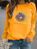 Be Kind Sunflower Print Crew Neck Sweatshirt