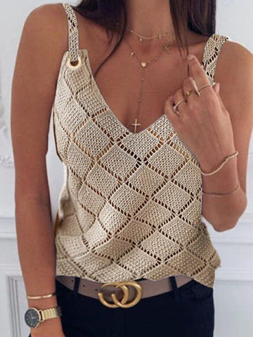 Sexy Knitted Solid Coloured Cross Strap Vest