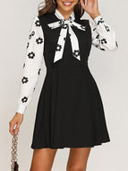 Black White Stitching Lace Dress