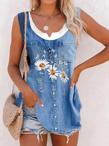 Printed Loose Tank T-shirt