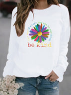 Be Kind Sunflower Print Crew Neck Sweatshirt