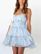 Summer Sweet Floral Bow Tie Slip Cupcake Dress