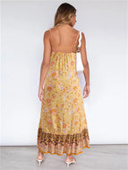 New Arrivals Ladies Sexy Printed Boho Sling Floral Dress Sleeveless Paneled Midi Dresses