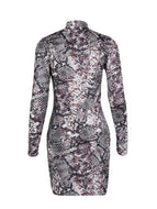 Snake Print Stand Collar Dress