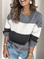 Casual Hit Color Crew Neck Sweater