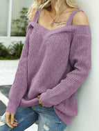 Autumn New Sexy Sling Strapless Solid Color Casual Long-sleeved Sweater