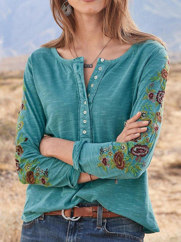 Printed Boho Long Sleeve Shirts & Tops