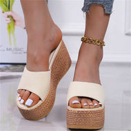 Korean Version Wedge Sandals Platform High Heel Muffin Bottom Slippers Holiday Ladies Shoes