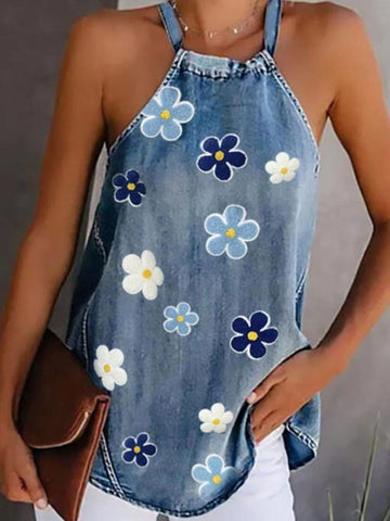 Printed Strappy Sleeveless Sling Top