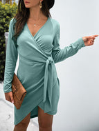 Irregular V-neck Tie Dress