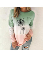 Tie-dye gradient dandelion print top