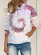 Casual Tie-dye Printed Loose Hooded Sweatshirt