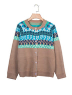 Pure Color Printed Knitted Sweater Sweater