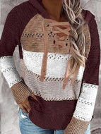 Drawstring Hooded Long Sleeve Jumper Tops